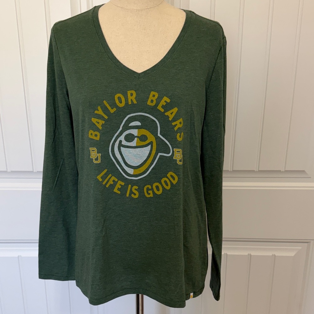 Life Is Good Green Long Sleeve Baylor Bears tee